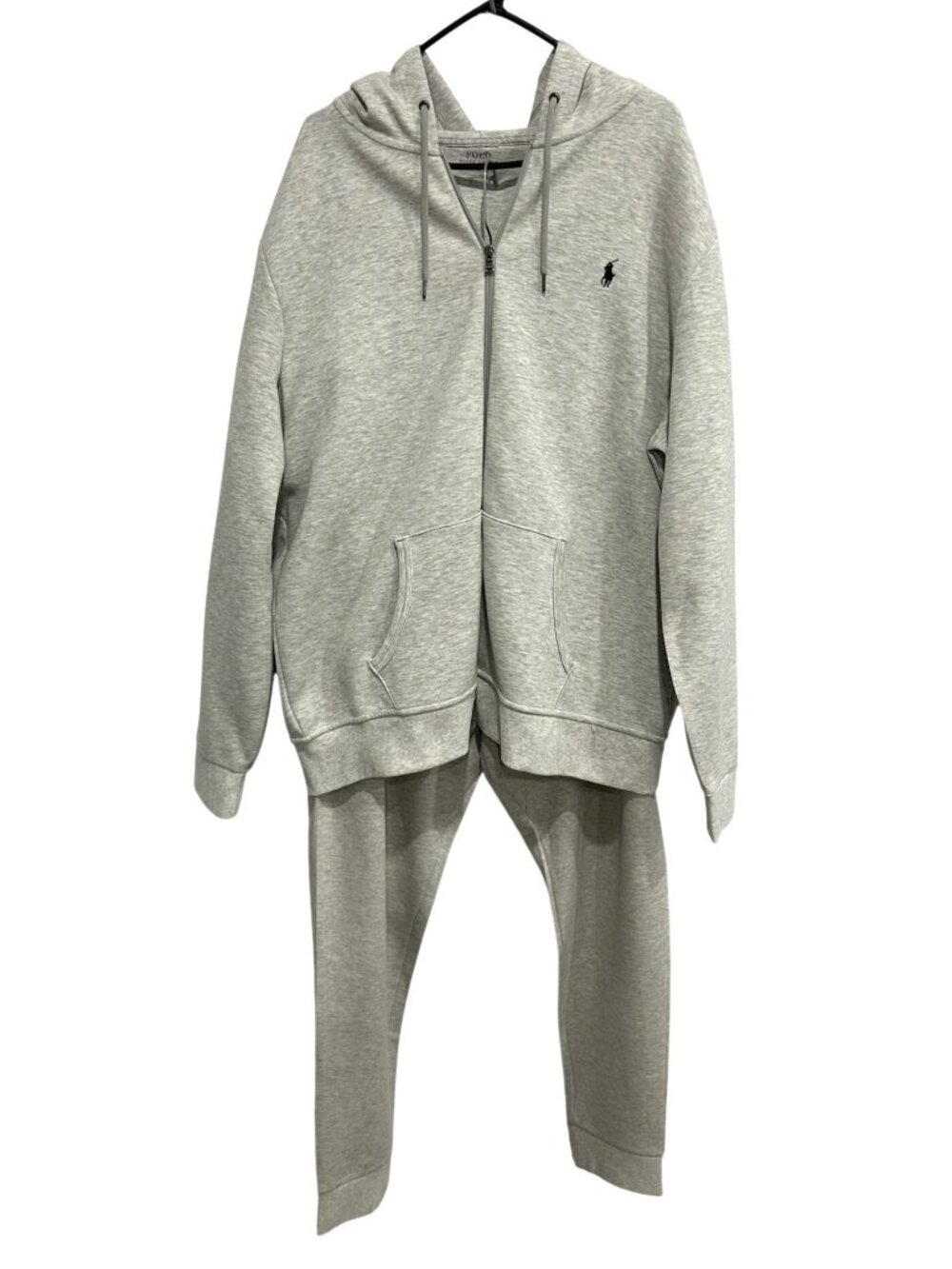 Polo Ralph Lauren XXL Mens Gray Hooded Zip-Up Tracksuit Cotton Blend Collegiate
